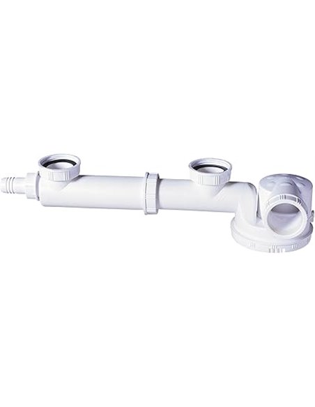 Wirquin Sifón para fregadero de 2 cubetas 30723640, blanco       