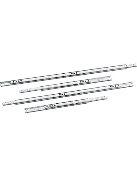 Amig - Juego de 2 Guías Correderas Metálicas Mod.25 de Acero Galvanizado para Cajones de Muebles, Cajoneras o Armarios, Extracci