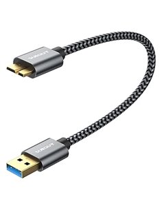 SUNGUY Cable de disco duro USB 3.0, 0,3 m USB A a Micro B de 5 Gbps para Seagate, Toshiba Canvio, Western Digital (WD), My Passp