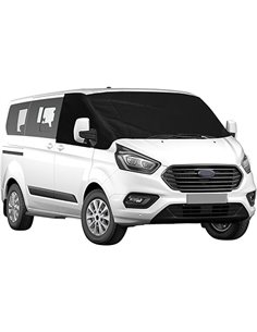 Cubierta del Parabrisas Compatible con Ford Transit Custom 2012-2022, 600D Lujo Parasol de Ventana Delantera, 100% Opaco, Bloque