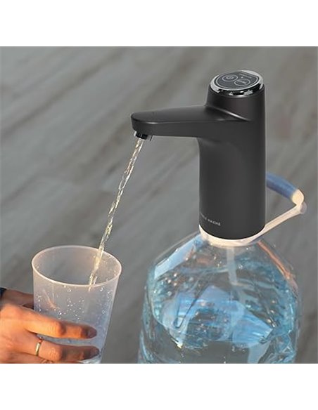 DOBLE HACHE Dispensador de Agua Eléctrico para Garrafas, 2 adaptadores, Recargable USB 1500 mAh, Bomba de Agua Inteligente sin B