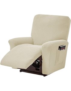 ele ELEOPTION Funda para sofá reclinable, Funda elástica para sillón de Descanso, Elastano Jacquard, 4 Piezas, Funda elástica pa