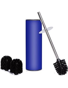 Bamodi Escobilla de baño y recipiente de acero inoxidable, con protección contra salpicaduras y 2 cabezales de cepillo de repues