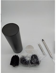 Bamodi Escobilla de baño y recipiente de acero inoxidable, con protección contra salpicaduras y 2 cabezales de cepillo de repues 2