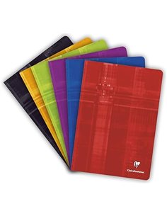Clairefontaine 63161C - Un cahier piqué 96 pages 21x29,7 cm 90g grands carreaux, couverture carte pelliculée couleur aléatoire  