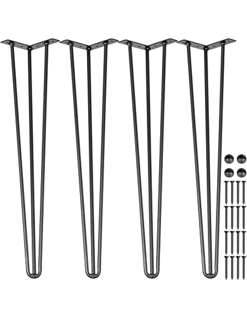 Happybuy Patas para Mesas de Acero al Carbono, Conjunto de Patas de Mesa Altura de Pata 41-102 cm, Patas para Muebles con 4 Pies