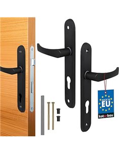 KOTARBAU Manilla de puerta de 90 mm de izquierda a derecha para cilindro perfilado de 5 colores, manija negra       