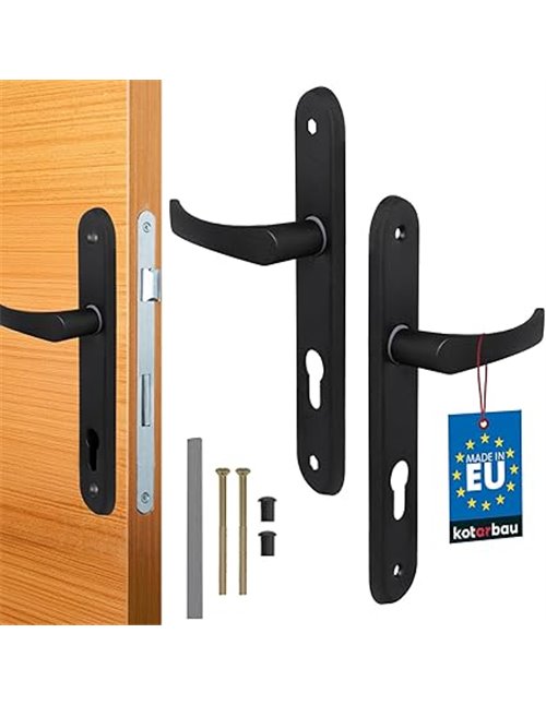KOTARBAU Manilla de puerta de 90 mm de izquierda a derecha para cilindro perfilado de 5 colores, manija negra       