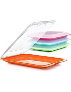 Tatay Set de 4 Unidades Porta Embutidos y Alimento Fresh, Libre de BPA, Reutilizables, Apilables, Apto Lavavajillas y Microondas