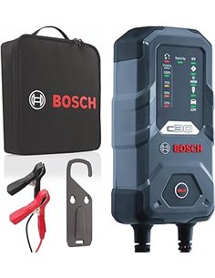 Bosch Cargador de Batería para Coche C30, 3,5 Amperios, con Función de Carga Continua - para Baterías de Plomo-ácido, AGM, Gel, 