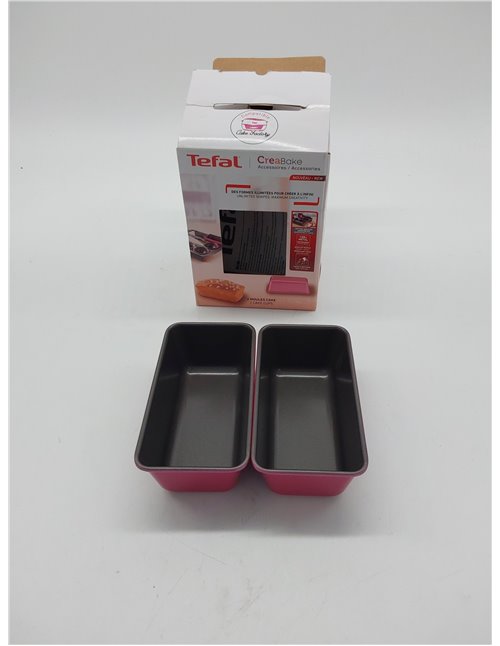 Tefal Creabake - Set 2 Moldes Bizcochos Creabake, Moldes repostería, 12.5 cm y 6.5 cm, revestimiento antiadherente, sistema apil