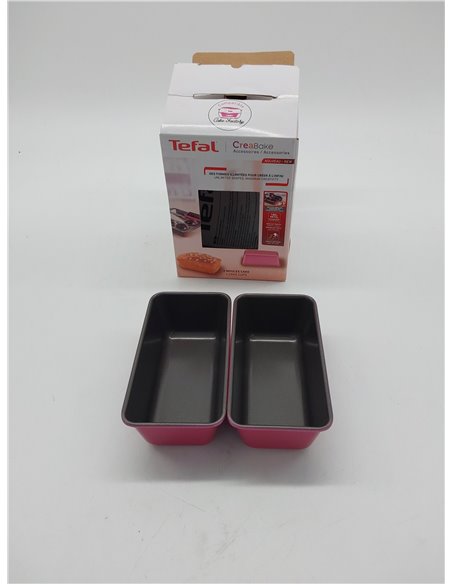 Tefal Creabake - Set 2 Moldes Bizcochos Creabake, Moldes repostería, 12.5 cm y 6.5 cm, revestimiento antiadherente, sistema apil