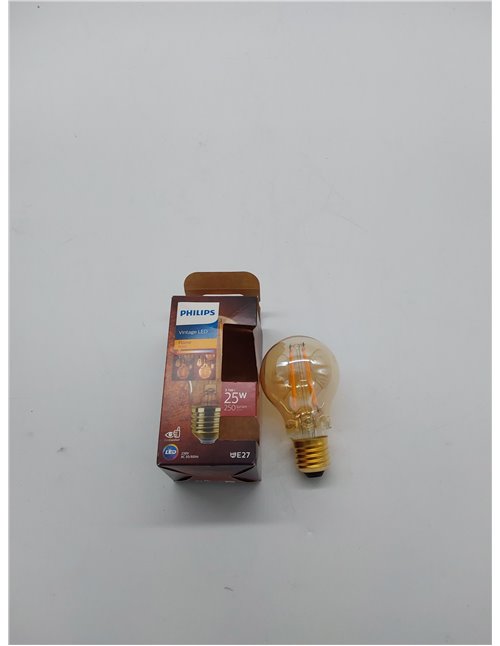 Philips Bombilla Philips LED Vintage Ámbar Tipo A60, Casquillo E27 3.1W, 250 Lúmens, Luz Efecto Llama, 1800k       