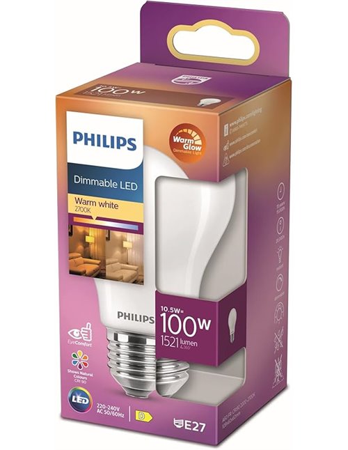 Philips LED - Bombilla LED Clásica, A60 E27, Luz Blanca Cálida Regulable, 100W       