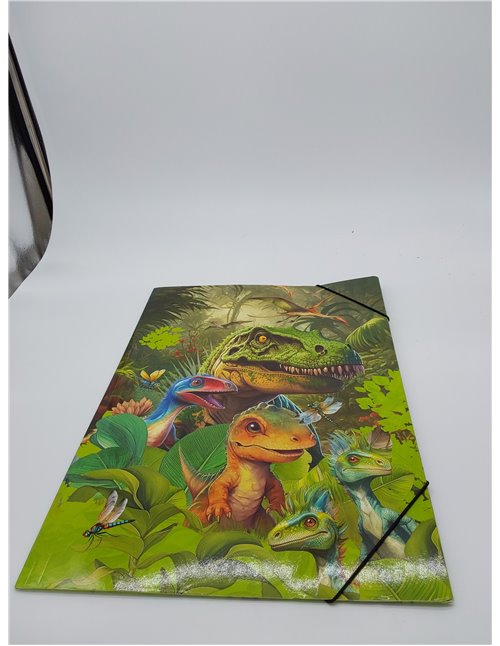 HERMA Carpeta A3 con diseño de dinosaurios para niños, de cartón con diseño de dinosaurio, goma, solapas interiores e impresión 