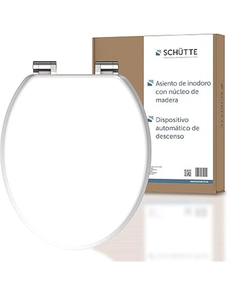 SCHÜTTE - Asiento de inodoro de madera con dispositivo de descenso automático, tapa de madera de tablero de fibra de densidad me