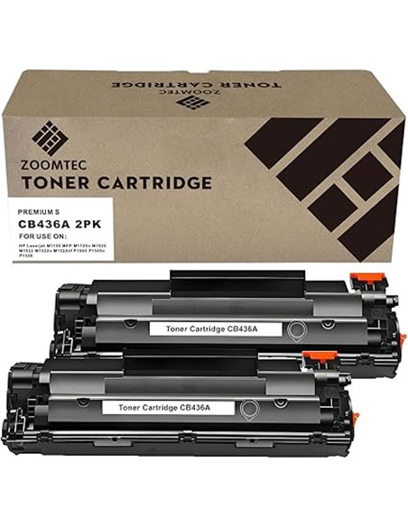 ZOOMTEC Compatible para HP CB436A 36A Negro Cartucho de Tóner Compatible para HP Laserjet M1520 P1505 P1505n P1506 M1120 MFP M11