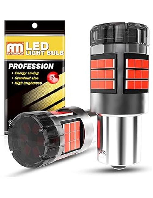 ANTEMOON P21W 1156 BA15S Bombillas LED Canbus Sin Errores Super Brillante 5000LM 12V 24V Rojo 1141 1003 7506 para Luz de Marcha 