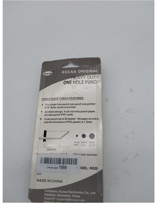 Kucaa Perforadora de mano para tarjetas de PVC, tarjetas de identificación, tarjetas de identificación, fotos (8 mm, tamaño gran