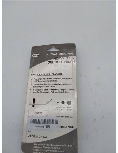 Kucaa Perforadora de mano para tarjetas de PVC, tarjetas de identificación, tarjetas de identificación, fotos (8 mm, tamaño gran