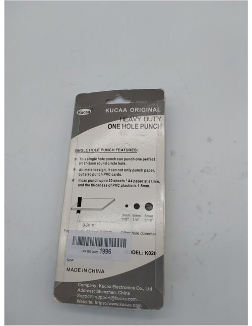Kucaa Perforadora de mano para tarjetas de PVC, tarjetas de identificación, tarjetas de identificación, fotos (8 mm, tamaño gran