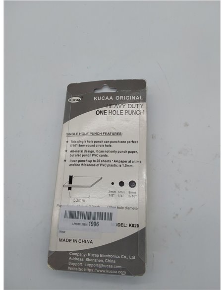 Kucaa Perforadora de mano para tarjetas de PVC, tarjetas de identificación, tarjetas de identificación, fotos (8 mm, tamaño gran