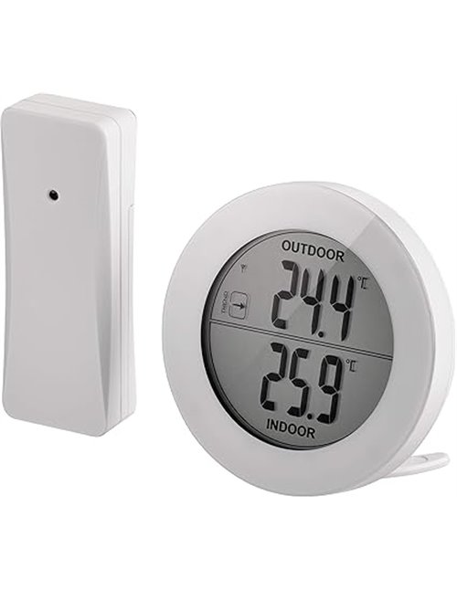EMOS Termómetro digital con sensor exterior, medidor de temperatura exterior e interior con sensor de radio inalámbrico, alcance