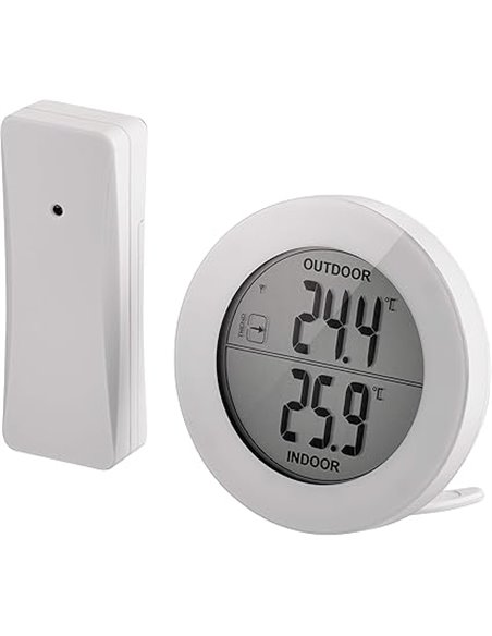EMOS Termómetro digital con sensor exterior, medidor de temperatura exterior e interior con sensor de radio inalámbrico, alcance