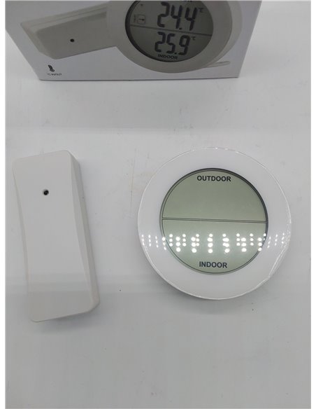EMOS Termómetro digital con sensor exterior, medidor de temperatura exterior e interior con sensor de radio inalámbrico, alcance