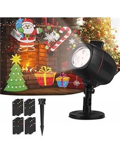OUSFOT Luces de Proyector, Luces Navidad Impermeable Exterior con 16 Diapositivas de Patrón para Fiesta, Navidad, Festivos      