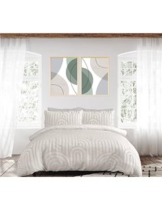 Sleepdown Juego de Funda de edredón con Textura geométrica y Arco copetudo Natural champán, Funda de edredón y Fundas de Almohad