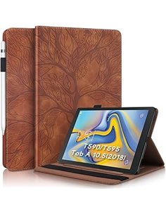 Aswant Funda para Galaxy Tab A 10,5 pulgadas 2018 con diseño de árbol en relieve de piel sintética con tapa y ranura para tarjet