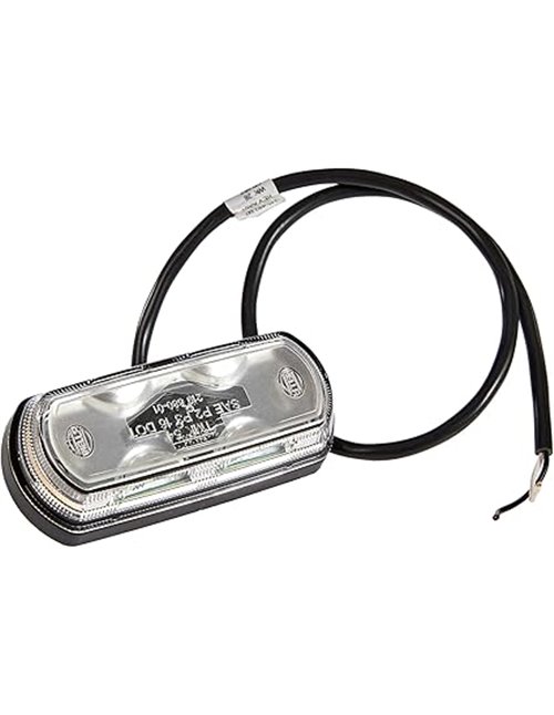 HELLA Luz de gálibo - Shapeline Tech - LED - 12V / 24V - atornillado - SAE - Color de tulipa: transparente - Cable: 500mm - 2pol