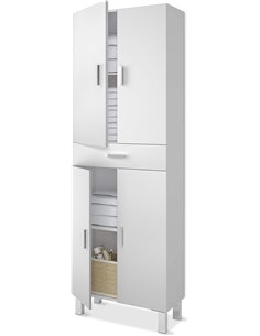 Habitdesign Columna de baño, Mueble de Lavabo, 4 Puertas y 1 cajón, Modelo Aruba, Acabado en Blanco Brillo, Medidas: 60 cm (Anch