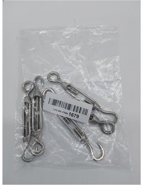 H&S Tensor de Cables de Alta Resistencia para Cuerda de Tendedero y Alambre - 5uds - Tensores para Cable de Acero Inoxidable M4 