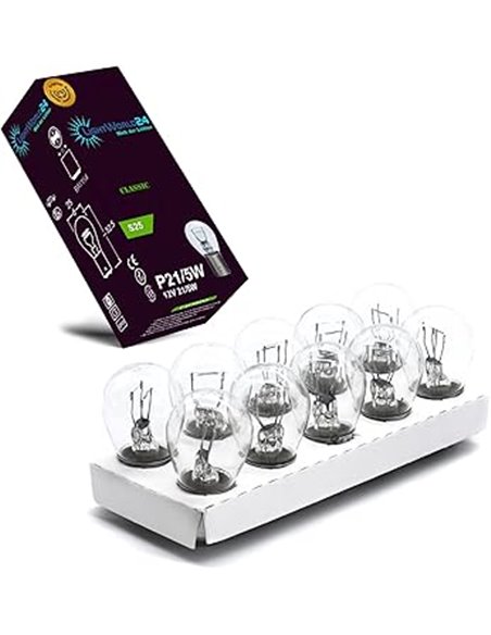 LIGHTWORLD24 - Bombillas para faros traseros de coche (10 unidades, BAY15D P21W/5W, 12V, 21W, 5W, luz de freno, luz trasera, bom