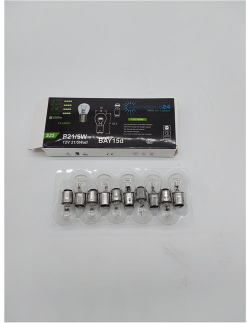 LIGHTWORLD24 - Bombillas para faros traseros de coche (10 unidades, BAY15D P21W/5W, 12V, 21W, 5W, luz de freno, luz trasera, bom