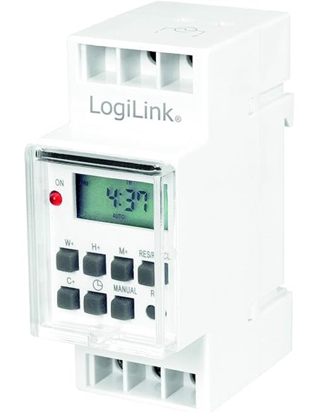 LogiLink ET0010 ET0010-DIN-Rail - Temporizador con Temporizador Digital y Pantalla LCD para Cambiar fácilmente por Ejemplo Luces