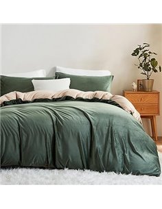 Lanqinglv Ropa de Cama mullida de 135 x 200 cm, Color Verde y Beis, para Invierno, de Felpa, de Franela Reversible, con Tacto de