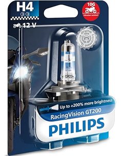 Philips RacingVision GT200 moto +200% H4 lámpara faro de moto, 1 unidad