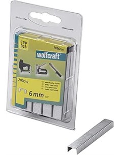 wolfcraft Grapa de lomo ancho, acero extra duro, tipo 053 I 7026000 I Ideales para fijar telas, tejidos y listones de madera del