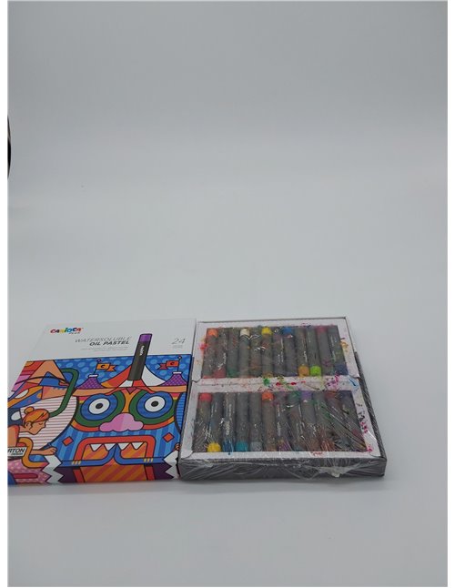 Carioca Plus Pasteles al óleo | Caja de 24 Pasteles al óleo | Solubles en Agua de Alta Opacidad | Alta Pigmentación | Uso para D