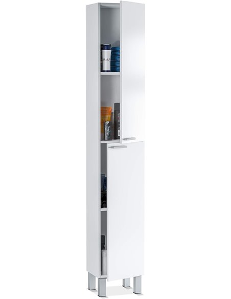 ARKITMOBEL - Mueble de Baño, Columna de baño 2 Puertas y 4 Patas, Modelo Koncept, Acabado en Color Blanco Brillo, Medidas: 30 cm