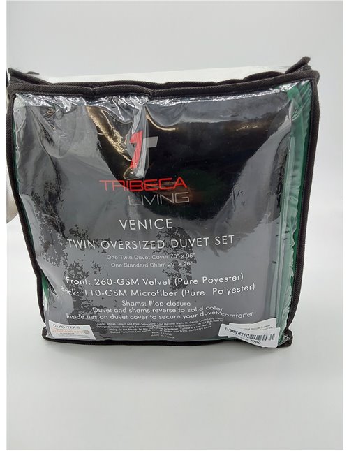 Tribeca Living VENICEDUVETKIEG - Juego de Funda de edredón de Terciopelo de Venecia, tamaño Grande, Color Verde Esmeralda       