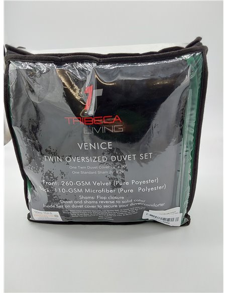 Tribeca Living VENICEDUVETKIEG - Juego de Funda de edredón de Terciopelo de Venecia, tamaño Grande, Color Verde Esmeralda       