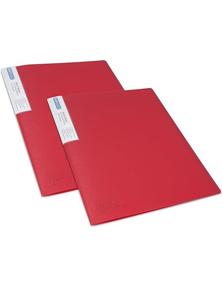 Rapesco 1674 Carpeta de Presentación con 20 Fundas, Protección Antibacteriana, Roja, 2 Carpetas       