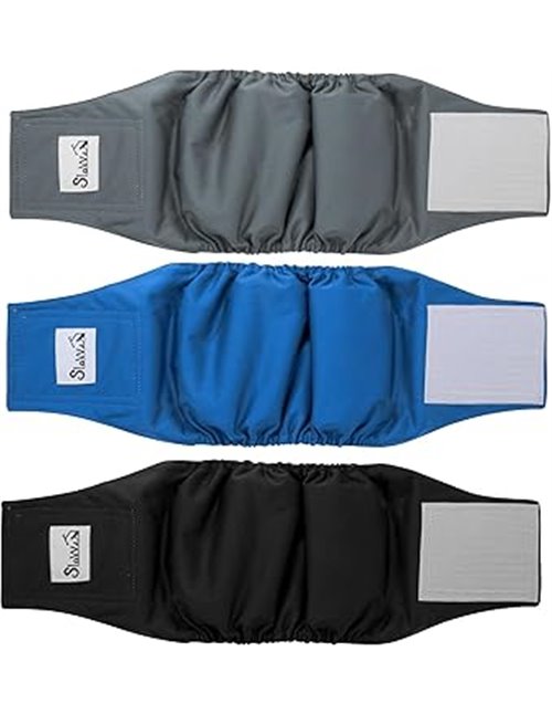 SlowTon 3 Pañales para Perros machos, Pañales Lavables Bandas para el Vientre para Perros machos y Cachorros Perritos, pañales A