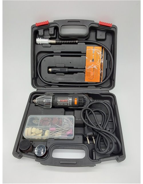 GOXAWEE Mini Amoladora Eléctrica, Mini Taladros de 5 Velocidades y 140pcs Accesorios, 130W Multiherramienta, Herramienta Rotativ