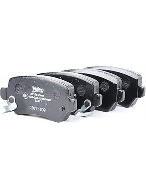 Valeo Pastillas de freno First 301584 Juego de 4 pastillas Eje trasero Completamente equipado con accesorios montados       