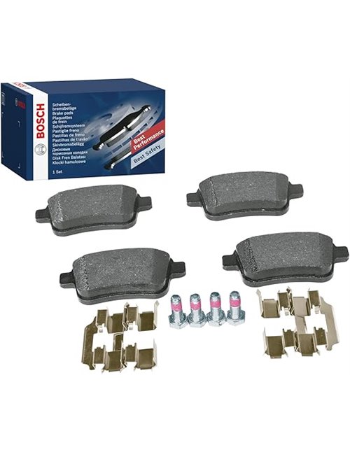 Bosch BP1221 - Pastillas de Freno para Coche Eje Trasero - Calidad Bosch - Reducción de Ruido y Polvo - Certificación ECE-R90 - 